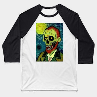 TEAL BACKGROUND ZOMBIE IN VAN GOGH STYLE Baseball T-Shirt